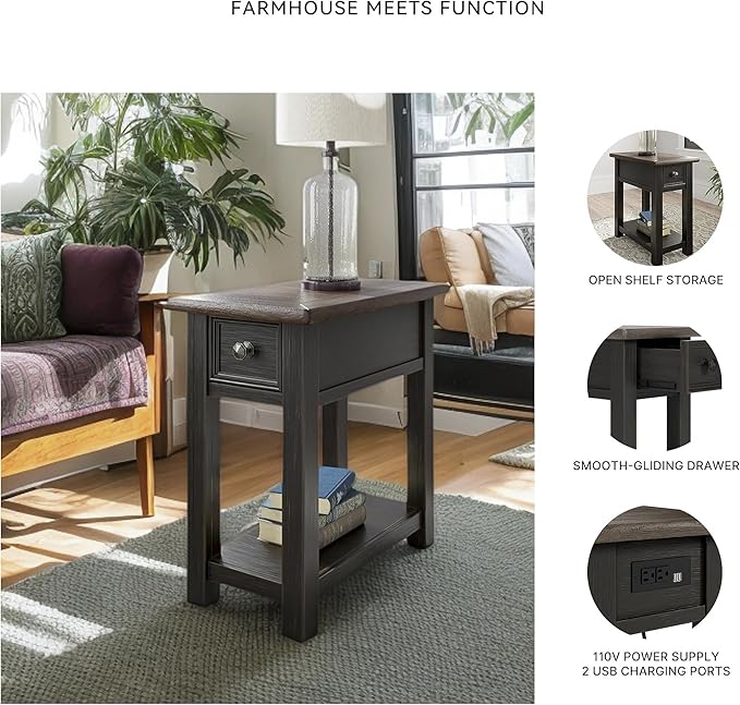 Signature Design by Ashley Tyler Creek Chair Side End Table, Light Brown & Whitewash