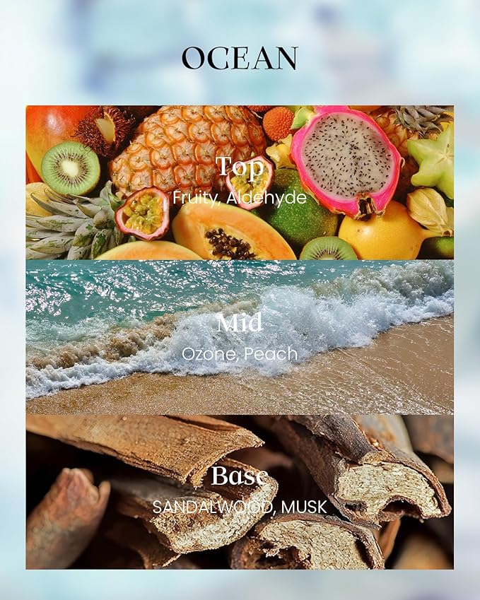 M&SENSE Ocean Scented Candles,Vegan Soy Candles,8.1oz 42-Hour Slow Burning Time,No Toxin Subtle Scented Home Fragrance for Summer Bathtub Aromatherapy Calming,Gifts for Women & Men