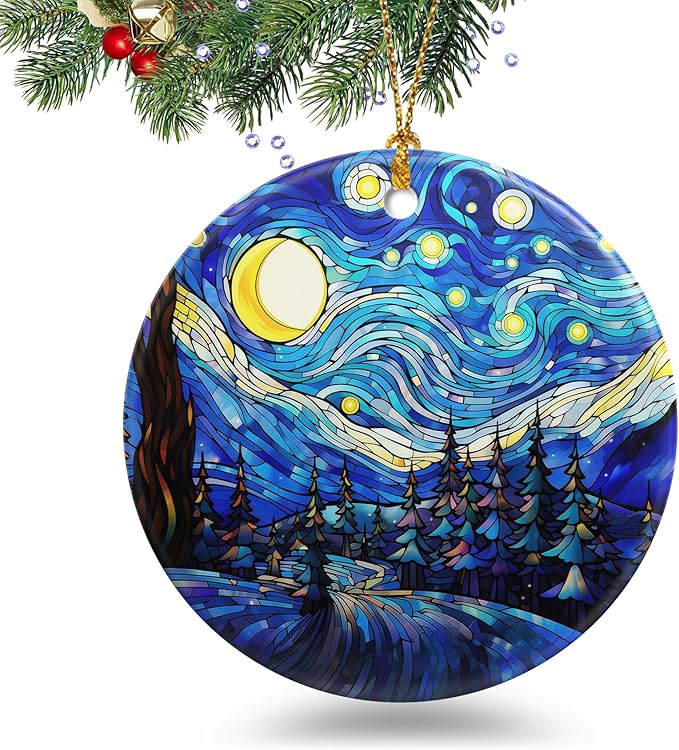 Van Gogh Style Starry Night Christmas Ornament 2025 Christmas Ornament Holidays Ornaments Christmas Tree Ornaments Hanging Accessories Navidad decoracion Xmas Gifts for Indoor Outdoor Decor