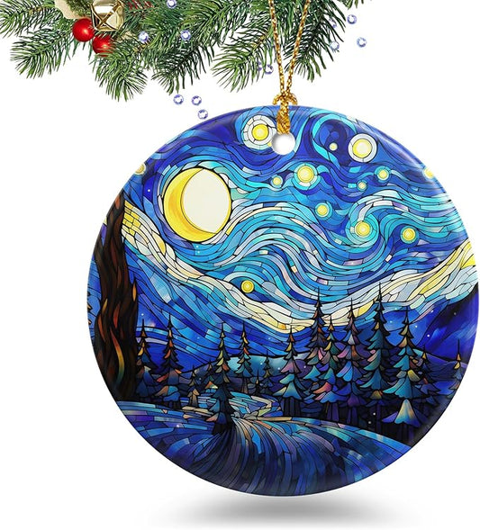 Van Gogh Style Starry Night Christmas Ornament 2025 Christmas Ornament Holidays Ornaments Christmas Tree Ornaments Hanging Accessories Navidad decoracion Xmas Gifts for Indoor Outdoor Decor