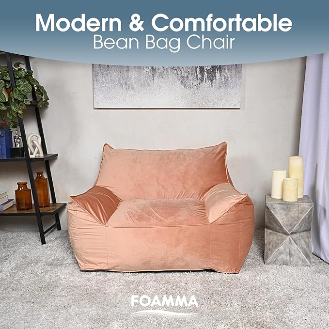 Foamma Bean Bag Chair for Kids & Adults, Pink - Single Person Bean Bag Chair with Armrests, High-Density Foam, Cozy and Plush Reading Seat, Ideal for Bedroom and Relaxation