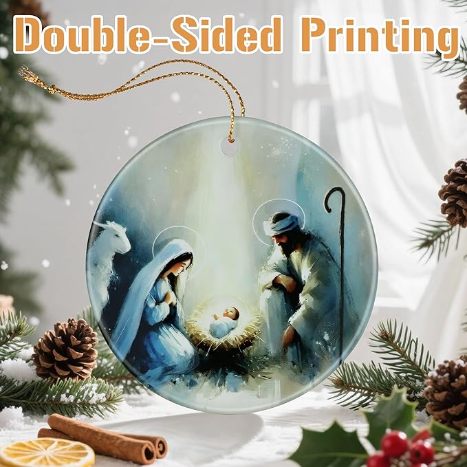 Nativity Scene Christmas Ornament, Jesus’ Birth Christmas Ornament, Holy Family Decoration, Religious Holiday Decor | Gifts for Christian, Gifts for Religious Women - Style A