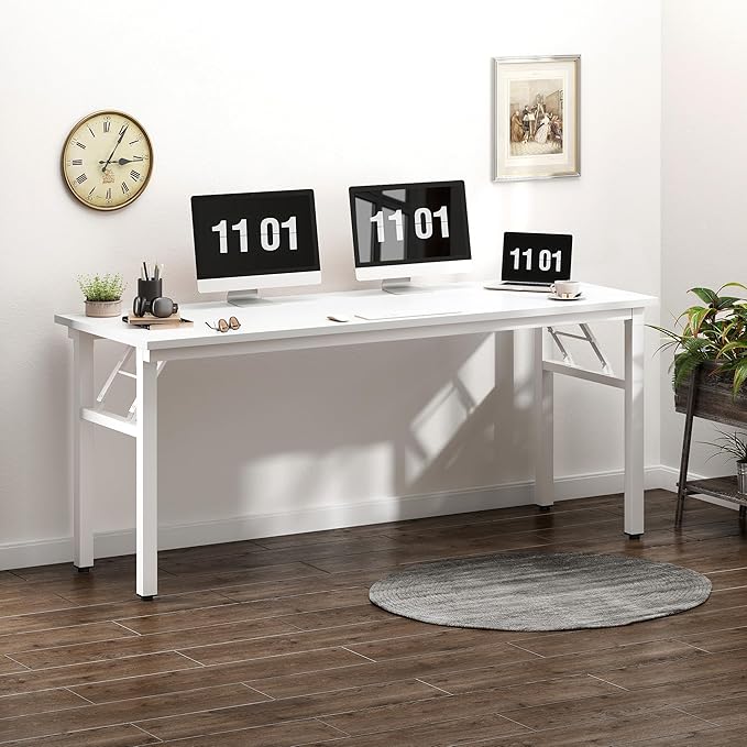 Need Computer Desk Office Desk 62 inches Folding Table with BIFMA Certification Computer Table Workstation, White AC5DW-157
