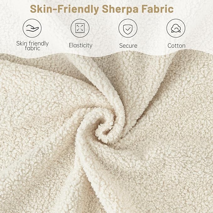 Furniliving Boucle Accent Chair for Living Room, Upholstered Reading Chair with High Backrest, Tufted-Button Wingback Armchair for Bedroom, Dressing Room, Home Office, Ivory White, Set of 2