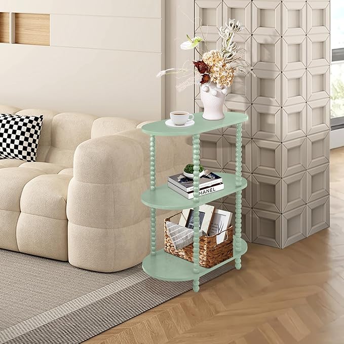 Console Table, Narrow Sofa Table with Storage Shelves, Skinny Side Table for Living Room, Bedroom, Entryway, Foyer, Hallway, Green