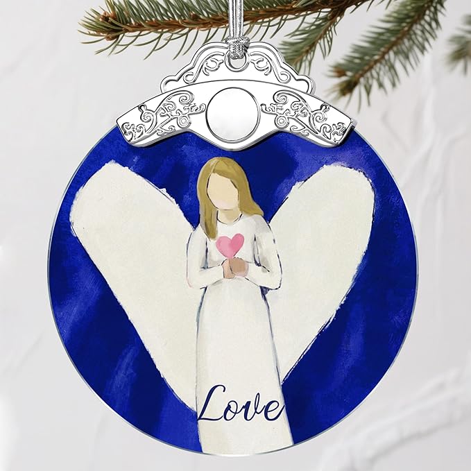 Stained Glass Love Angel Christmas Ornament: Christmas Tree Ornaments & Decor, Holiday Decor – Holiday Presents, Gift Ideas & Gifts for Friends, Coworker, and Family