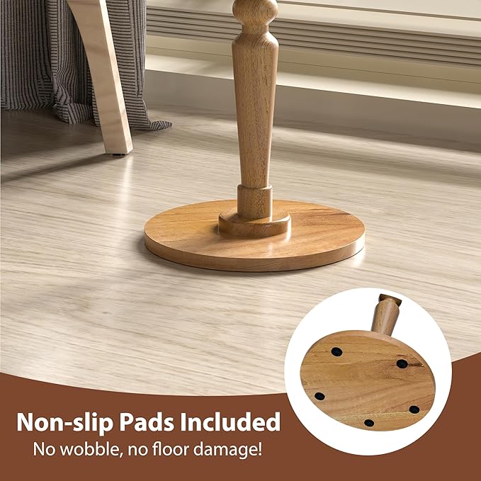 Round Side Table for Livingroom, Bedroom - Small Modern Accent End Table with Solid Wood Top and Pedestal Leg - Compact Drink Table for Corners, Small Spaces, and Office