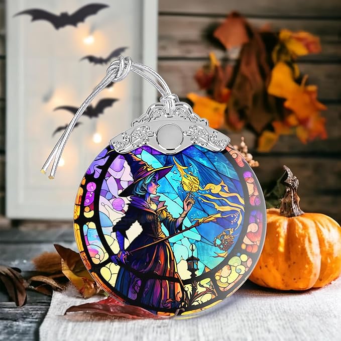 Christmas Ornament, Stained Glass Ornament, Christmas Decorations for Tree, Holiday Ornament, Unique Gift Idea - Magic Witch