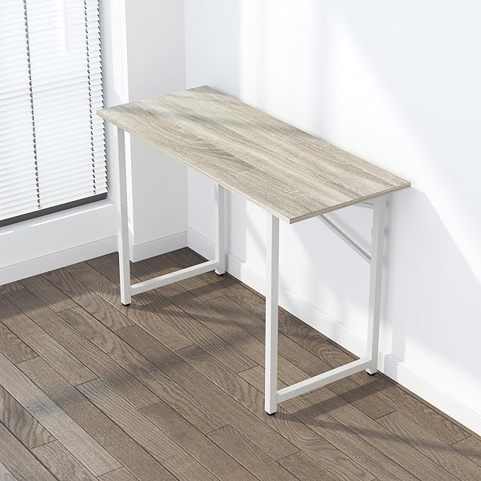 Folding Desk 47 inch No Assembly Required Home Office Table, Writing Gaming Computer Camping Desk, Beige