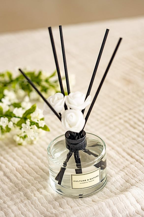 CULTURE & NATURE Reed Diffuser Set 6.7oz (200ml) Lemon Scented Diffuser with Sticks Home Fragrance Reed Diffuser for Bathroom Shelf Decor