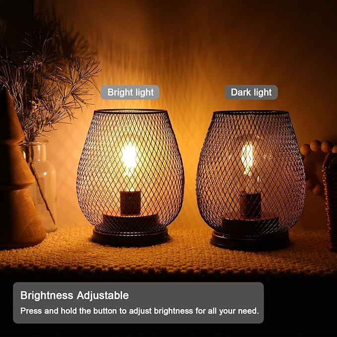 NEEDOMO 2 Pack Rechargeable Lamp Outdoor Table Lantern, Cordless Table Lantern with Timer Mode, Vintage Decorative Lights Cordless Lamp Indoor Outdoor Patio Bedroom Living Room with LED Bulb