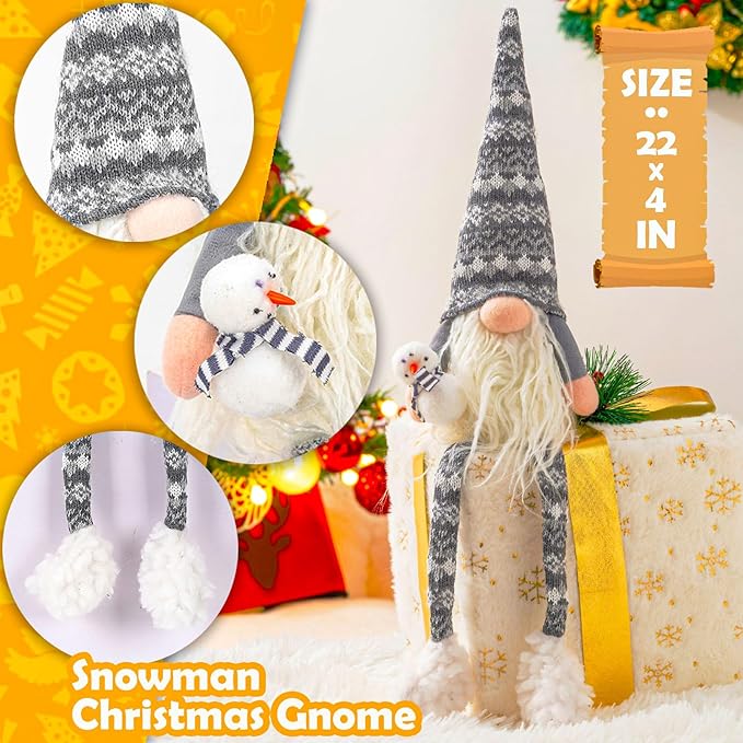 DraMosary Christmas Gnomes Plush Elf Decoration,3PCS Handmade Winter Gnomes Snowflake for Home Office Table Ornament Tiered Tray Party Decor