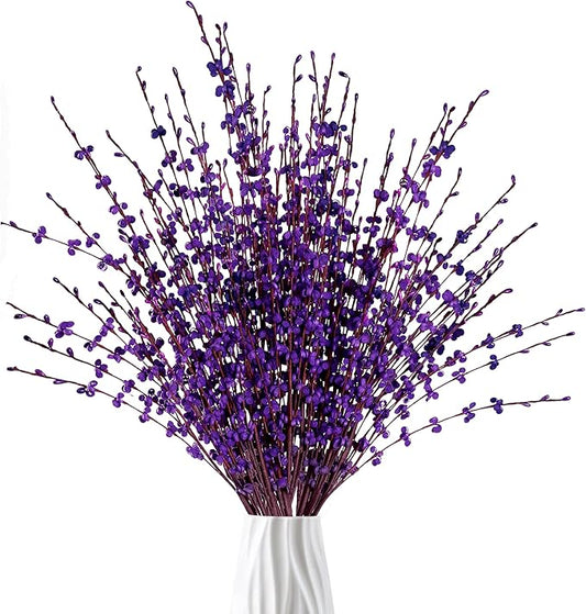 Sggvecsy 10 Pcs 29.5’’ Long Artificial Jasmine Flowers Tall Fake Flower Bouquet Faux Jasmine Plants Dry Branches for Wedding Home Party Office Hotel Restaurant Kitchen Decoration（Dark Purple）