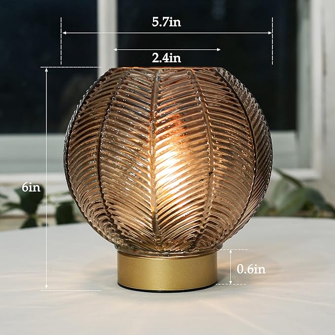 Battery Operated Lamp with Timer, Cordless Table Lamps with Bulb, Battery Powered Light, Small Lamps for Living Room Decorative Bedside for Corner Bedroom-Amber