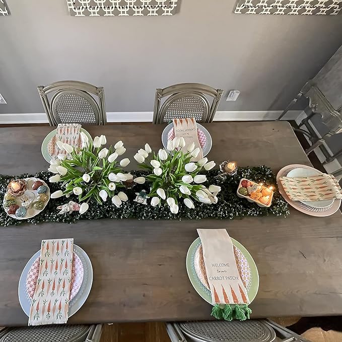 ABAJI 20PCS Tulip Artificial Flowers 12.6inch Real Touch for Wedding Decor Banquet Party Home Hotel Office Decoration Holiday Anniversary Celebration Faux Sterm