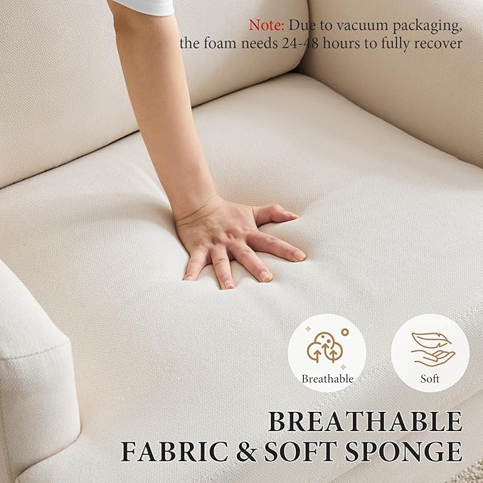 Bezseller Modern Accent Chair, Upholstered Reading Armchair with Wood Legs, Mid-Century Leisure Comfy Single Sofa Chair for Living Room, Bedroom, Home, Office, Beige