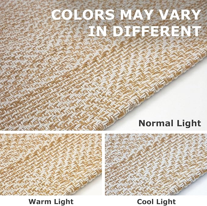 IOHOUZE Washable Exrea Long Hallway Runner Rug 3x20 Non Slip Rubber Backed Kitchen Runner Entryway Runner Indoor, Woven Rug Carpet for Kitchen Hall Entryway Stair, Warm Beige/Orange/Apricot