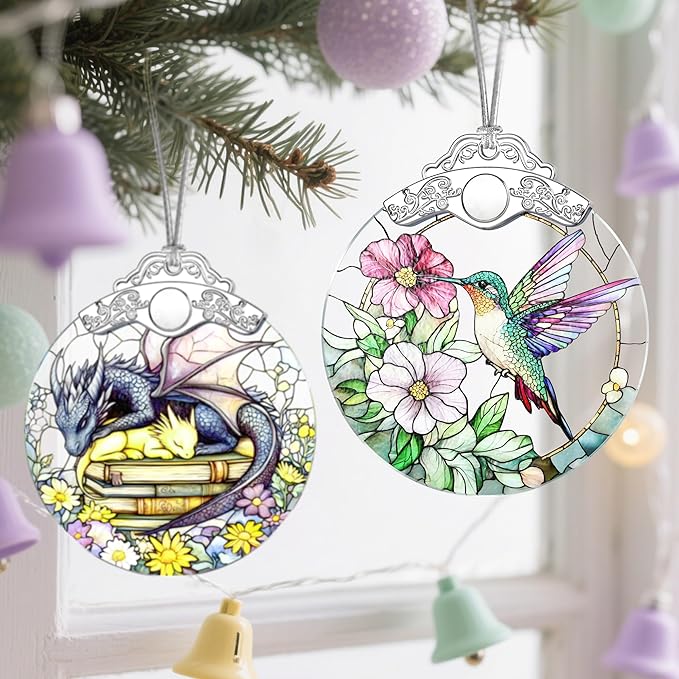 Stained Glass Hummingbird Christmas Ornament: Christmas Tree Ornaments & Decor, Holiday Decor – Holiday Presents, Gift Exchange Ideas & Elegant Keepsake for Family, Coworkers & Friends
