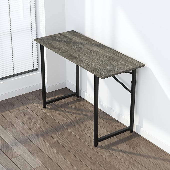 47 inch Folding Desk, Writing Gaming Computer Camping Table, No Assembly Required Home Office Desk, Black Oak