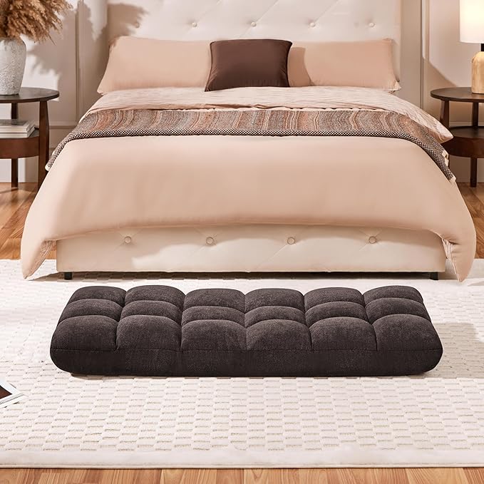 Yaheetech Floor Folding Chair with Back Support, Padded Folding Gaming Sofa Chair with 14 Adjustable Backrest, Adults Couch Recliner, Floor Seating Lounge Chair, Armless Meditation Chair, Brown, 2PCS