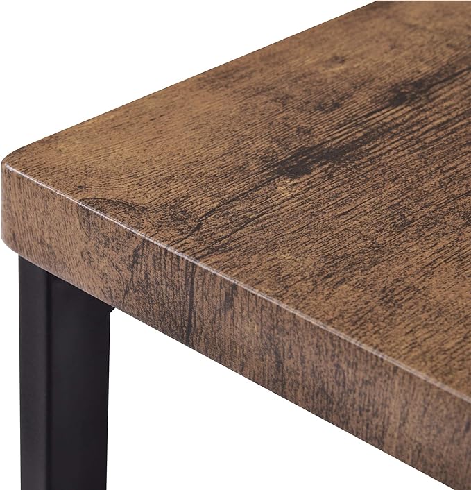 Merax 4 Piece Counter Height Extra Long Dining Pub Kitchen Table Set with 3 Stools, Bar Side-Table with Footrest, Brown