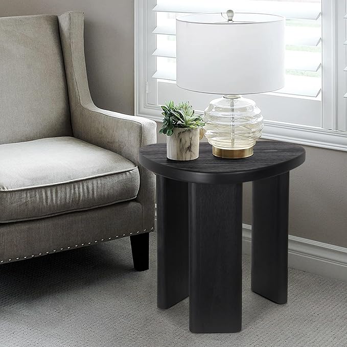 Oakrain Black End Tables, Wood Sofa Bed Side Table, Modern Nightstand for Bedroom, Small Coffee Table for Living Room