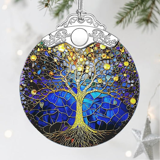 Tree of Life Stained Glass Ornament - Christmas Decorations for Tree | Christmas Ornaments | Holiday Ornament – Holiday Party Gifts | Gift Ideas | Xmas Gift