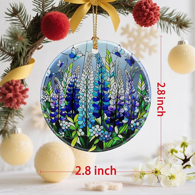 Vibrant Lupine & Butterfly Christmas Ornaments: Christmas Decorations for Tree & Holiday Decor – Holiday Presents, Gift Ideas for Friends, Coworker, Family, Gardener, Teacher, and Neighbor. ﻿