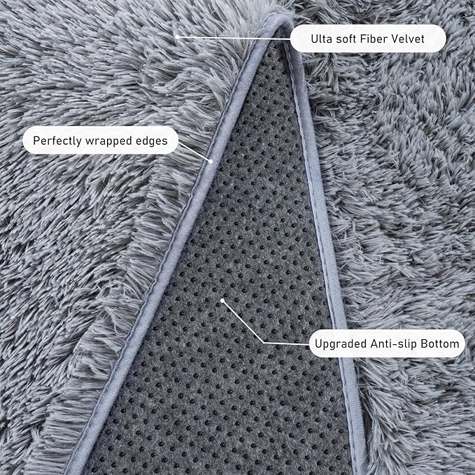 Rugs for Living Room 5x7, Soft Shaggy Modern Shag Area Rug for Bedroom, Upgrade Non-Slip Plush Fluffy Carpet for Kids Boys Girls Room Home Decor Aesthetic, Grey