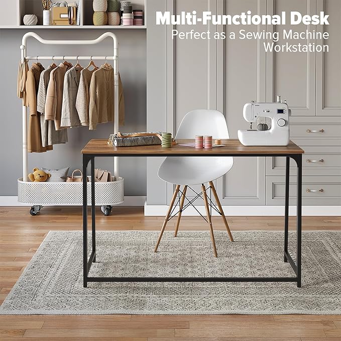 WOHOMO Folding Desk, 47.2" Foldable Computer Desk for Bedroom, Space Saving Computer Table Writing Workstation for Home Office, Easy Assembly, Walnut