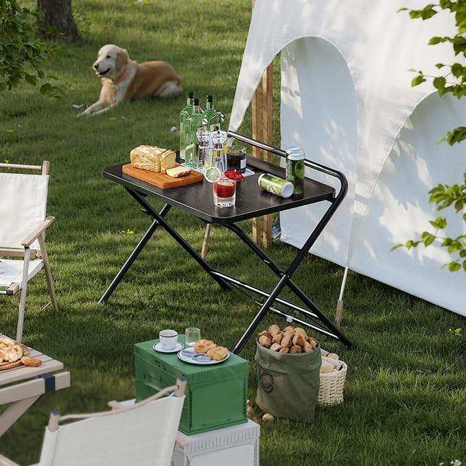 Huuger Folding Desk with 3-Level Adjustable Height and Tablet Slot, 24 Inch Foldable Computer Desk for Small Spaces, Space Saving, Study Writing Work Table for Home Office, Bedroom, Study, Black