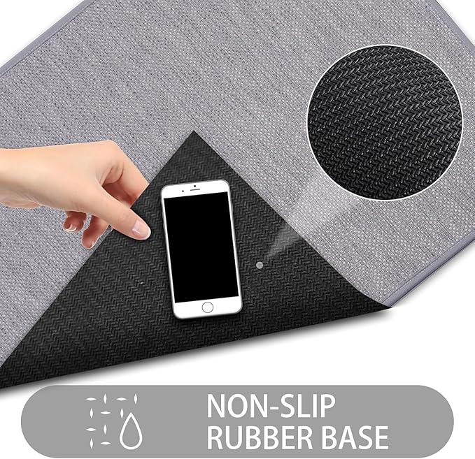 Ultra Thin Indoor Door Mat, Low-Profile Door Mats Indoor Entrance, Non-Slip Natural Rubber Backing Doormat, Washable Entryway Doormats, Fade Resistant Dirt Trapper for Kitchen, 35''x24'',Grey