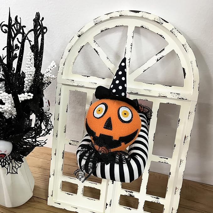 Ogrmar 2 Pack Halloween Curtain Buckle Doll Pumpkin Curtain Tieback Hold Back Fastener for Window Home Hotel Room Decoration (Orange and Black)