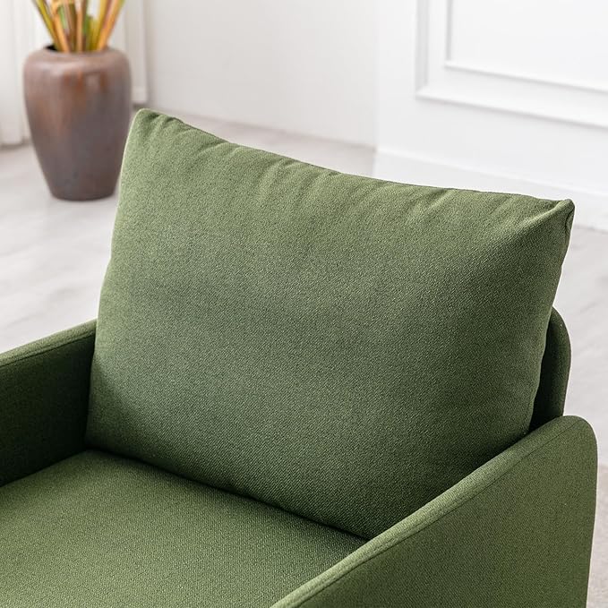 Kmax Accent Chair, Small Upholstered Living Room Chair with Back Cushion and Wide Seat for Small Speace Apartment Bedroom - Green