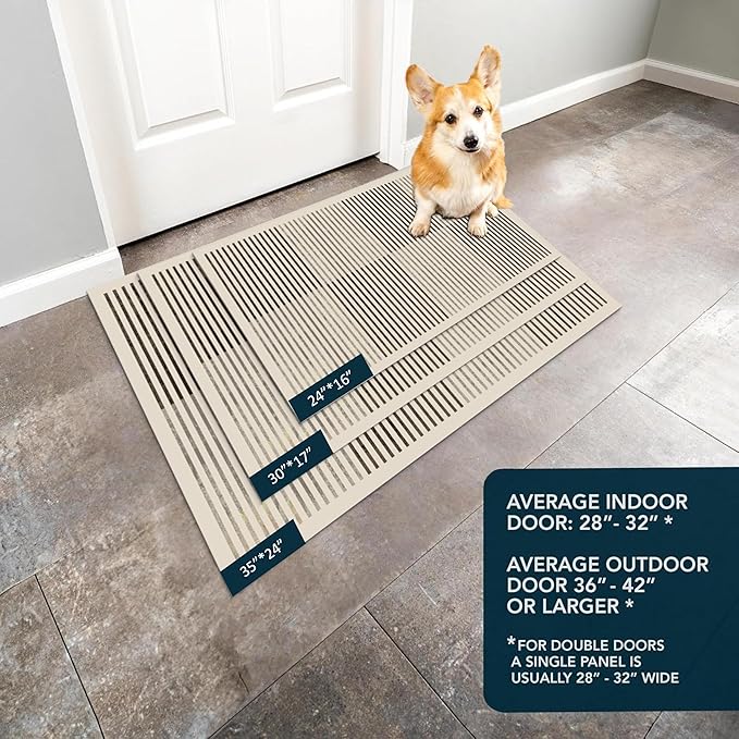 Ultra Thin Door Mat Indoor Entrance, 1/10 in Thin Door Mats for Inside Entry, Non-Slip Rubber Backing Washable Doormat, Fade Resistant, Absorbent, Low Profile Dirt Trapper, 35"X24"