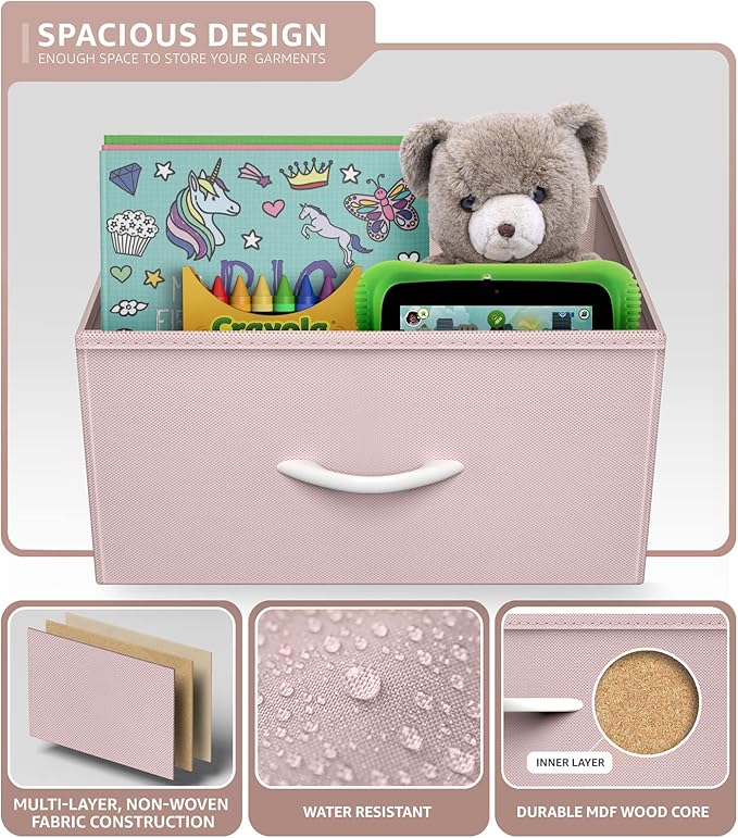 Sorbus 2 Drawer Shelf Storage Nightstand - Kids Bedside Furniture End Table Night Stand with Steel Frame Wood Top & Easy Pull Fabric Bins, Dresser & Chest for Home Bedroom Accessories Office & College