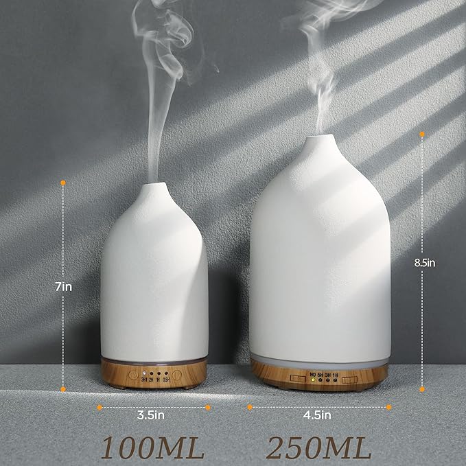 BOXING Essential Oil Diffuser, 3 in 1 Aromatherapy Diffusers for Home Large Room, 7 Colors of Night Light and Quiet for Bedroom, Fragrant Scent & Ceramic Gift Idea, Timer, Auto Shut-Off, 100ML, White