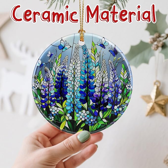 Vibrant Lupine & Butterfly Christmas Ornaments: Christmas Decorations for Tree & Holiday Decor – Holiday Presents, Gift Ideas for Friends, Coworker, Family, Gardener, Teacher, and Neighbor. ﻿