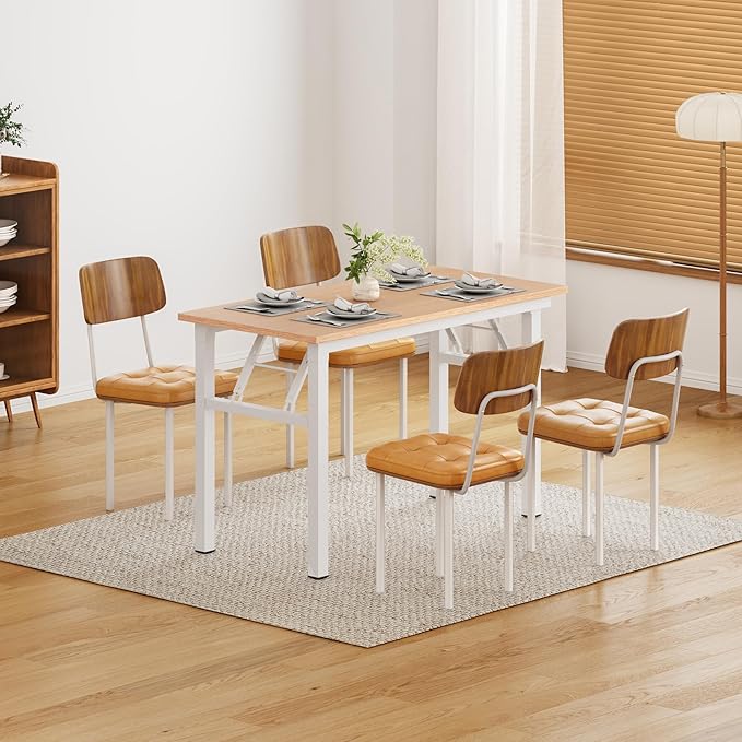 DlandHome Computer Desk Folding Table 39.4 inches Writing Desk for Small Space Study Table Laptop Desk No Assembly Required Pink Oak &White Frame