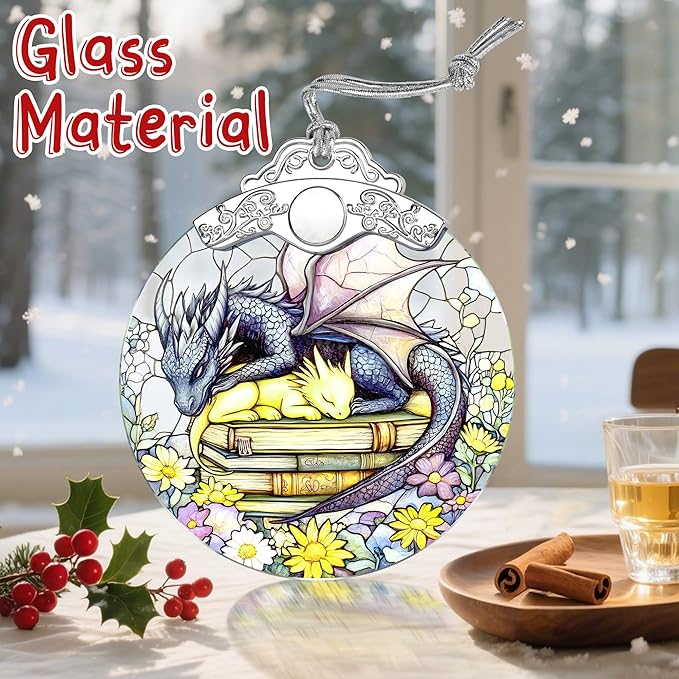 Stained Glass Dragon Ornament: Christmas Decorations, Ornaments for Christmas Tree & Holiday Ornaments – Holiday Presents, Gift Exchange Ideas & Elegant Keepsake Gift for Family, Coworkers & Friends