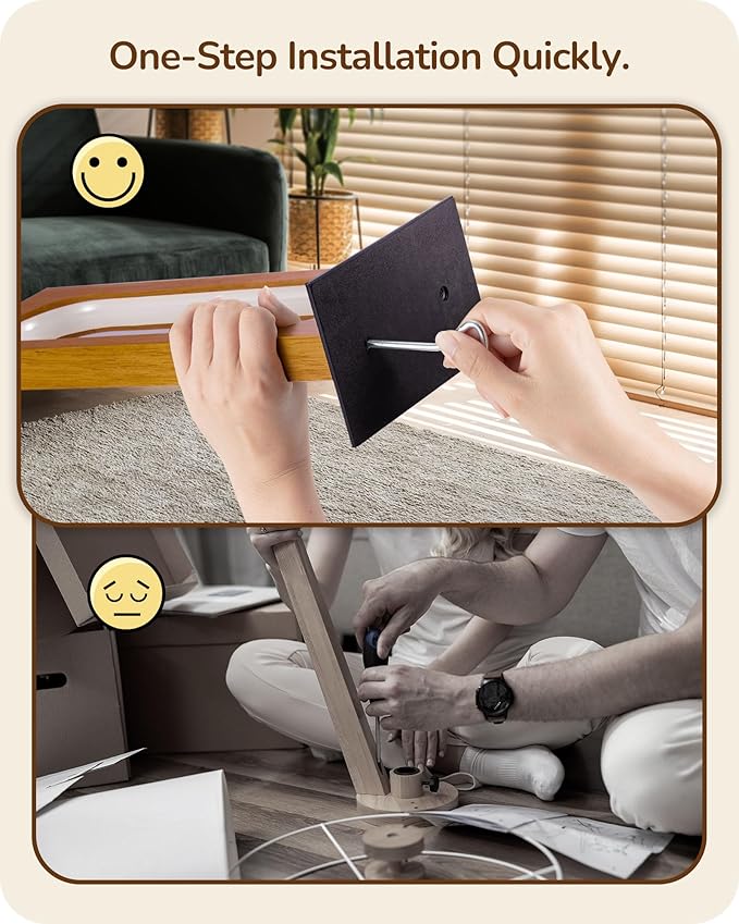 EDISHINE LED Table Lamp, Wooden Bedside Lamp with 3 Color Temperatures & Dimmable, Touch Control Square Nightstand Lamp for Bedroom Living Room, Memory Function, Dark Pearwood Color