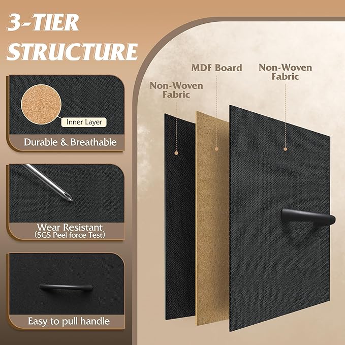 WLIVE Black Dresser with Hanging Rack for Bedroom, 3 Drawer Dresser with LED Lights & Charging Station, Fabric Dressers & Chest of Drawers, Storage Organizer with Open Shelves for Living Room