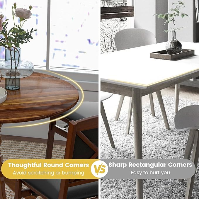 Giantex Round Dining Table, 39" D X 29" H, Rubber Wood Pedestal Table W/Round Tabletop & Curved Trestle Legs, 4-Person Dinner Table for Kitchen, Dining Room, Restaurant (Walnut)