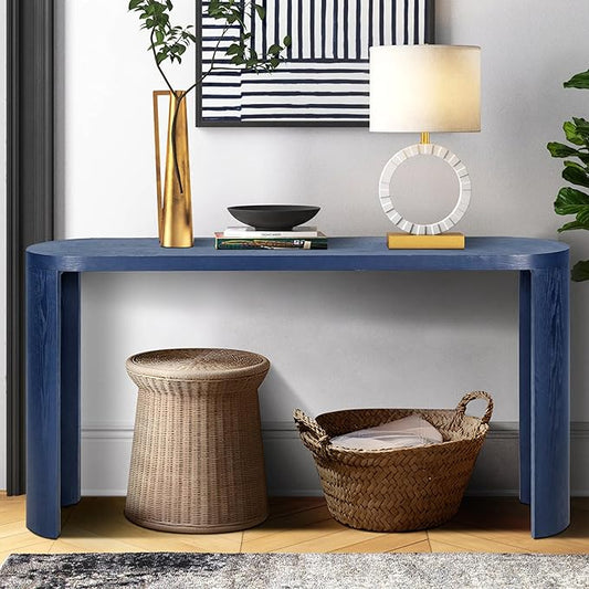 kevinplus 60'' Modern Console Table Sofa Table Entryway Table for Living Room, Contemporary Console Table Sofa Table Sturdy Construction, Curved Legs, Navy Blue