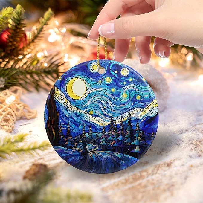 Van Gogh Style Starry Night Christmas Ornament 2025 Christmas Ornament Holidays Ornaments Christmas Tree Ornaments Hanging Accessories Navidad decoracion Xmas Gifts for Indoor Outdoor Decor