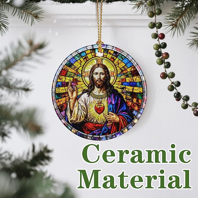 Jesus Christ Ornament: Christmas Ornaments, Religious Christmas Decorations for Tree, Catholic Ornament & Christian Holiday Decor | Religious Gifts, Christian Gifts - Design A