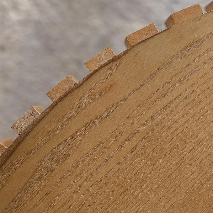 Round Coffee Table with Thick Tabletop, 30.71" Fluted Circle Accent End Table with Metal Legs, Morden Coffee Tables, Wooden Center Table for Living Room, Side Table Home Furniture - Natural