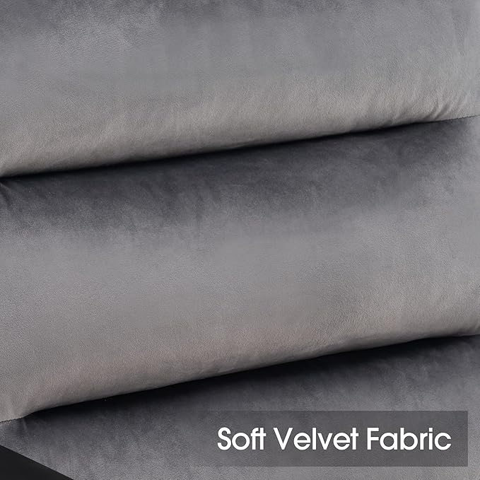 MCombo Modern Accent Chair, Velvet Club Chair, Upholstered Armchair for Small Space, Living Room & Office Reception, Fabric 4747 4750 (Chair with Ottoman, Dark Grey)