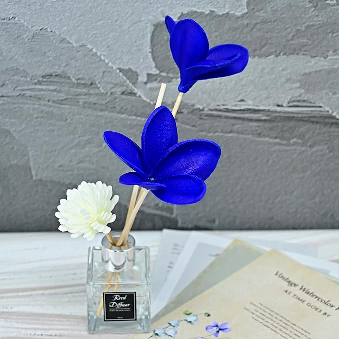 Birthday Gifts for Women Men 10pcs Royal Blue Flowers PU Real Touch Flowers Hawaiian Plumeria Frangipani Artificial Flowers for DIY Birthday Gifts Wedding Gifts Home Decor Table Centerpiece