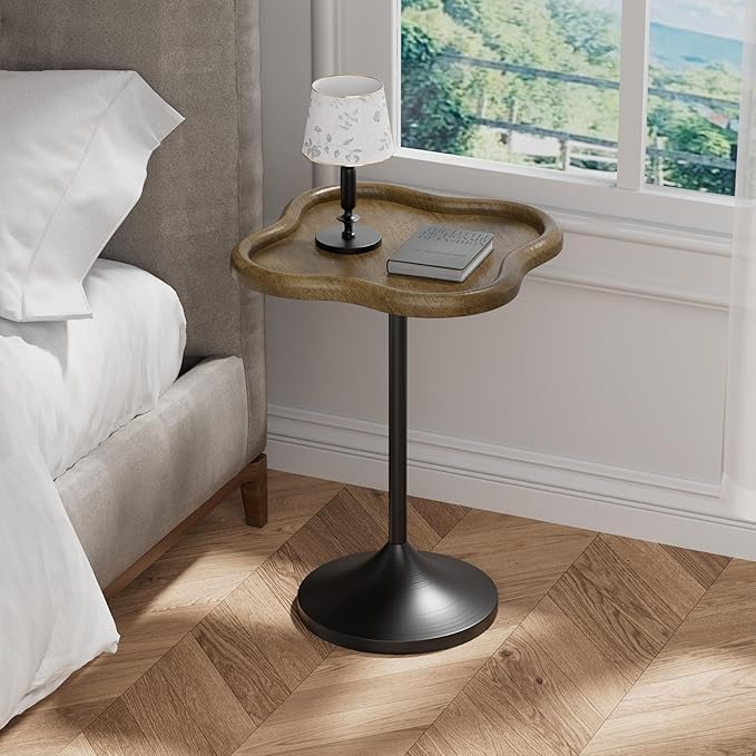 Solid Wood End Table, Sofa Side Table for Small Spaces, Modern Coffee Tables for Living Room, Bedroom, Farmhouse, Office, Walnut